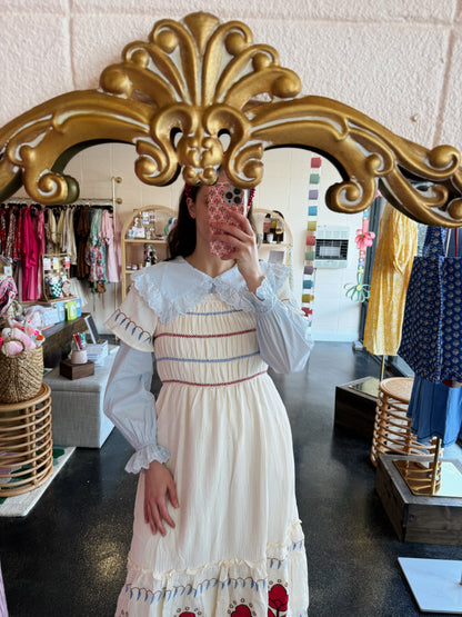 Cream Embroidered Dress