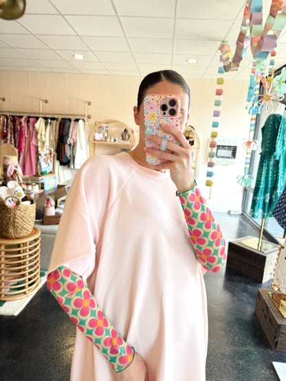 Green Big Flower Mesh Top