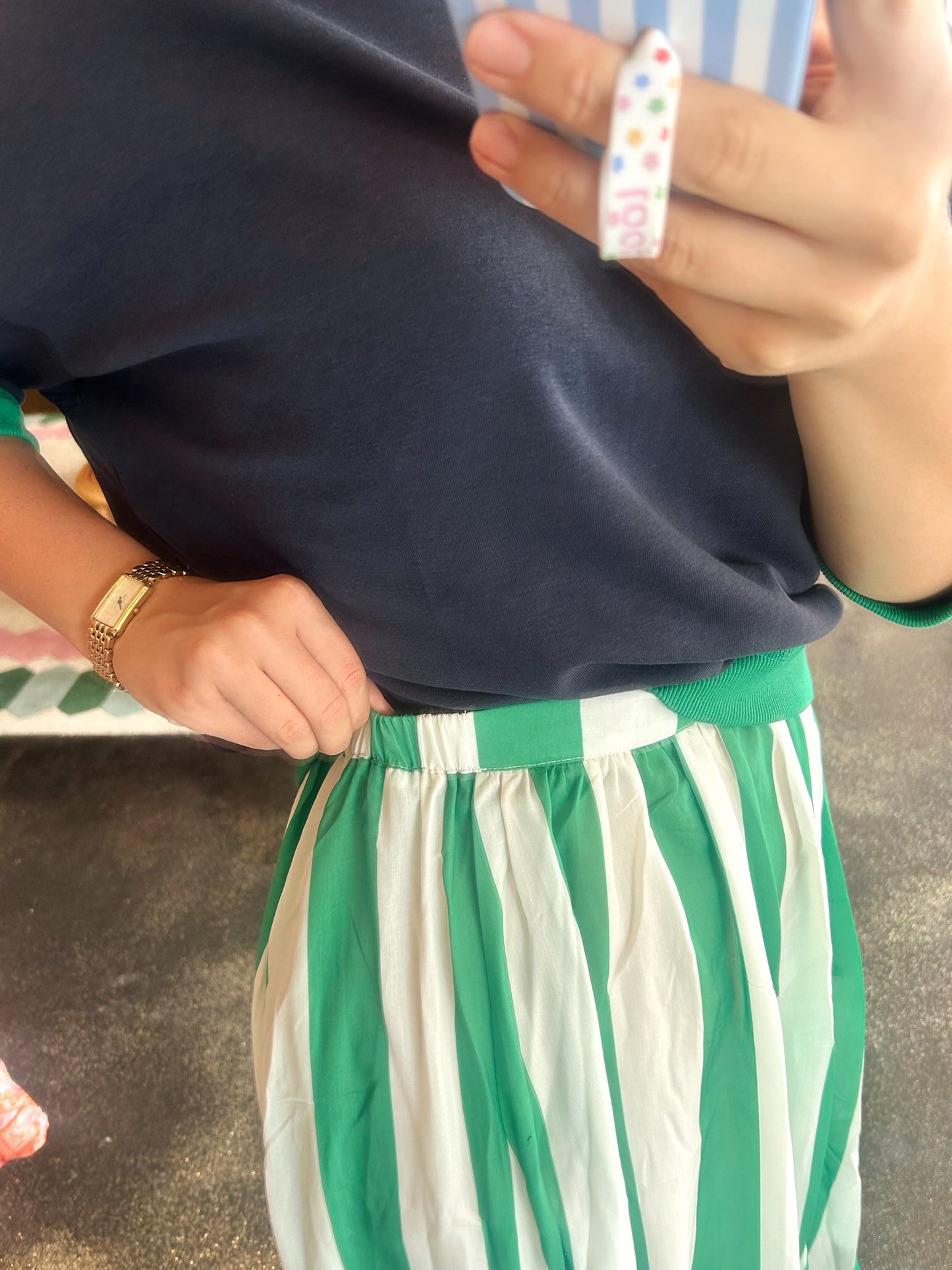 Green Thick Stripe Skirt