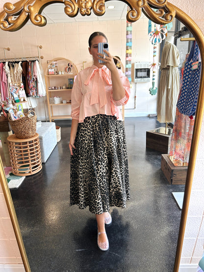 Bow Ruffle Hem Blouse