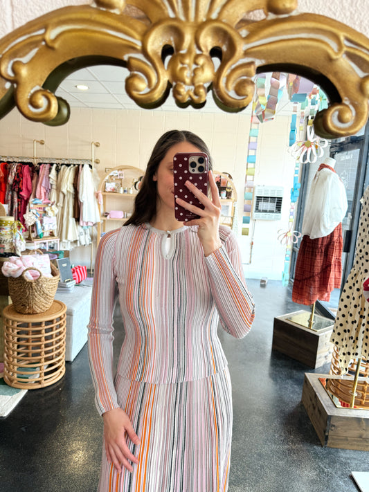 Multicolor Striped Knit Set Top
