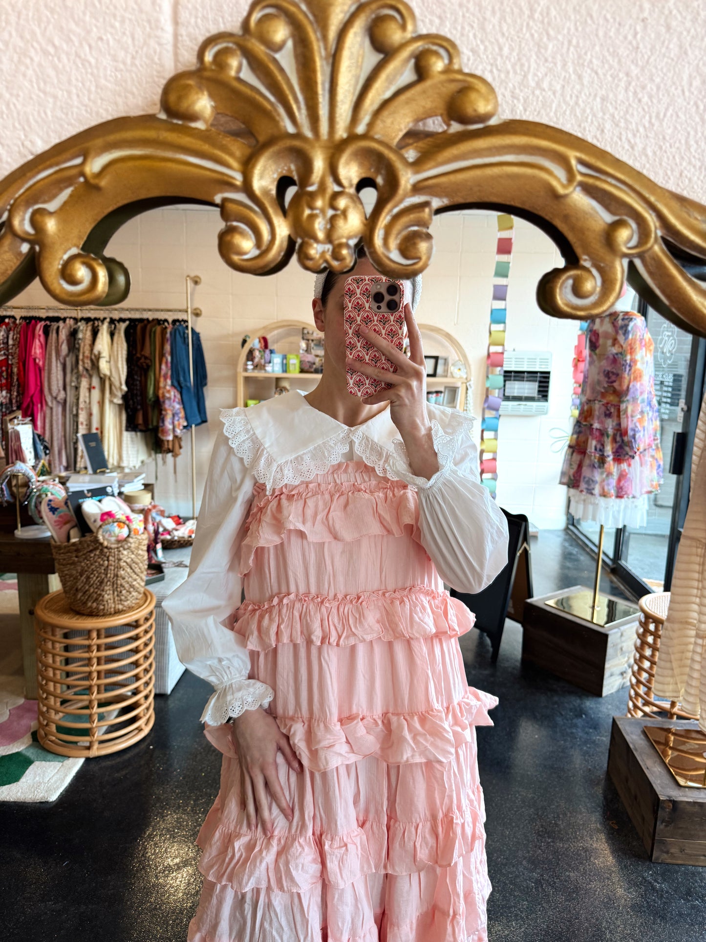 Scalloped Eyelet Collar Blouse