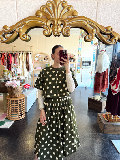 Olive Polka Dot Set Skirt