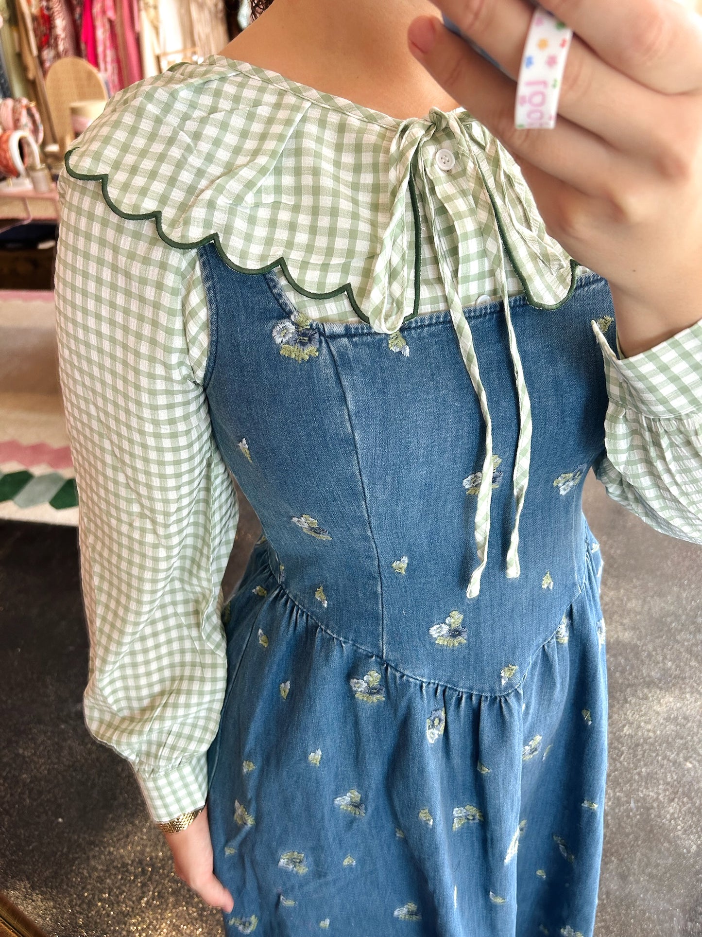 Gingham Collar Top