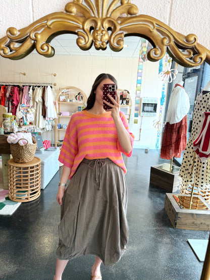 Washed Denim Balloon Skirt