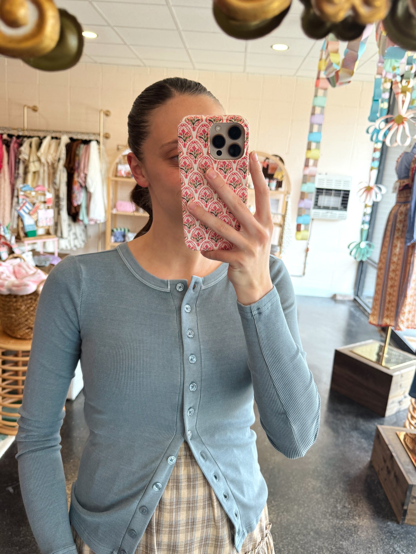 Slate Blue Button Front Top