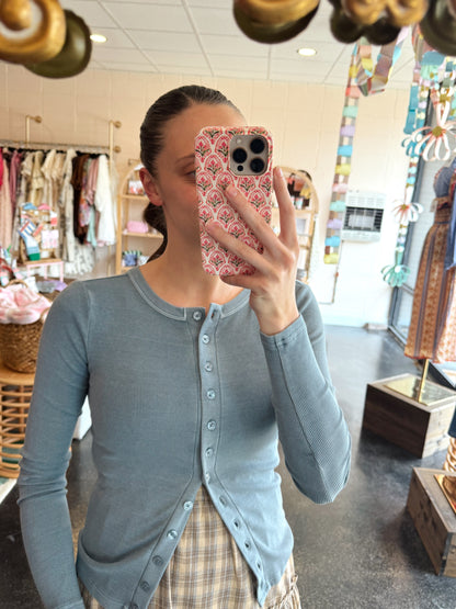 Slate Blue Button Front Top