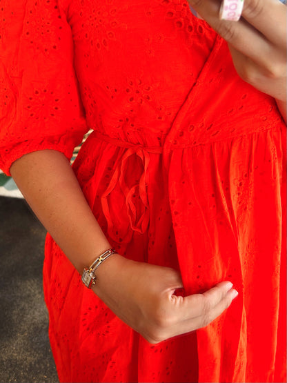 Blood Orange Detail Wrap Dress
