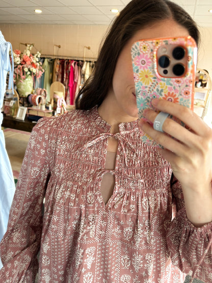 Mauve Smocked Top