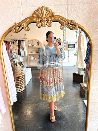 Khaki Print Mix Skirt