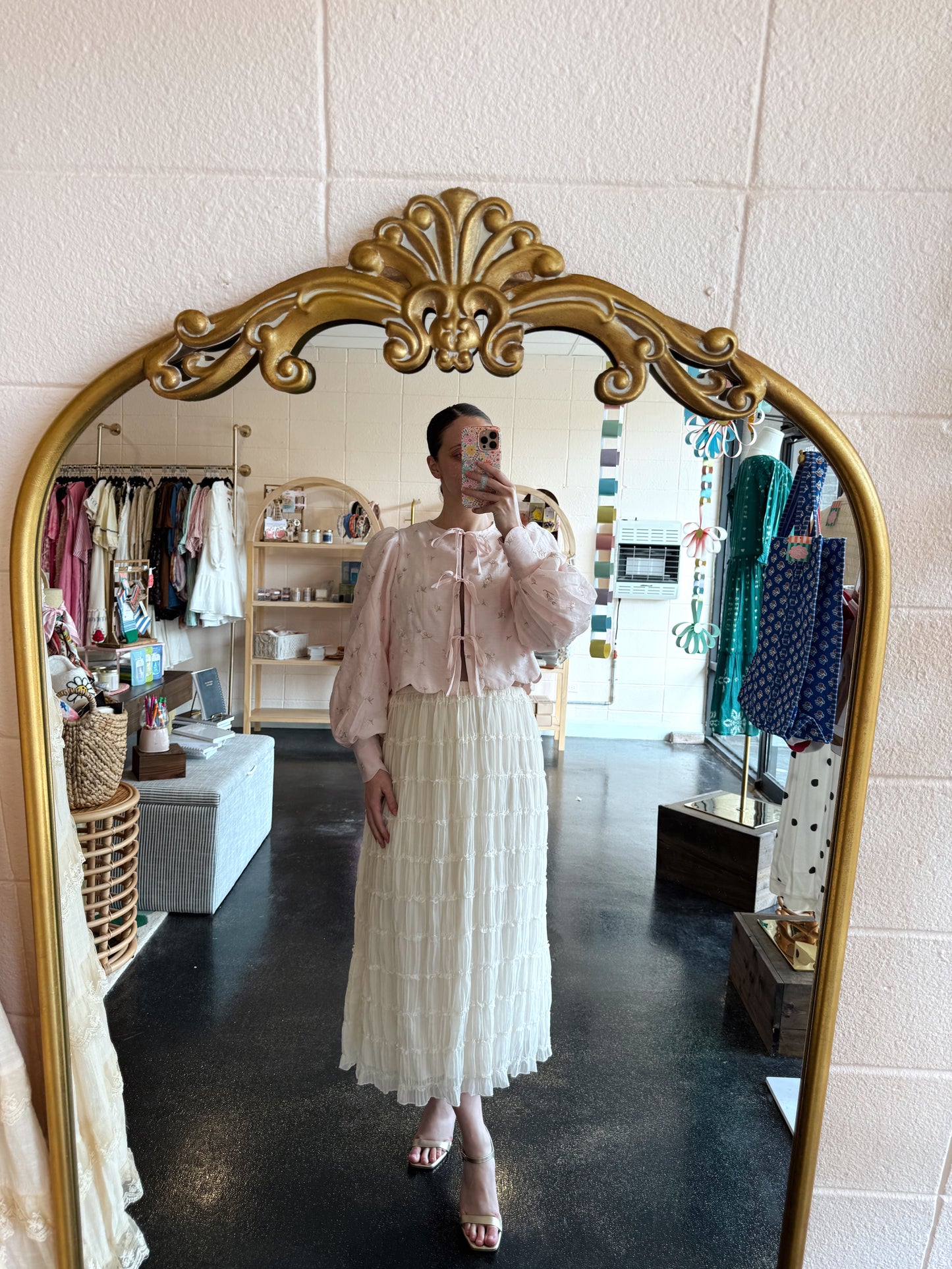 Ruffle Tiered Mesh Maxi Skirt