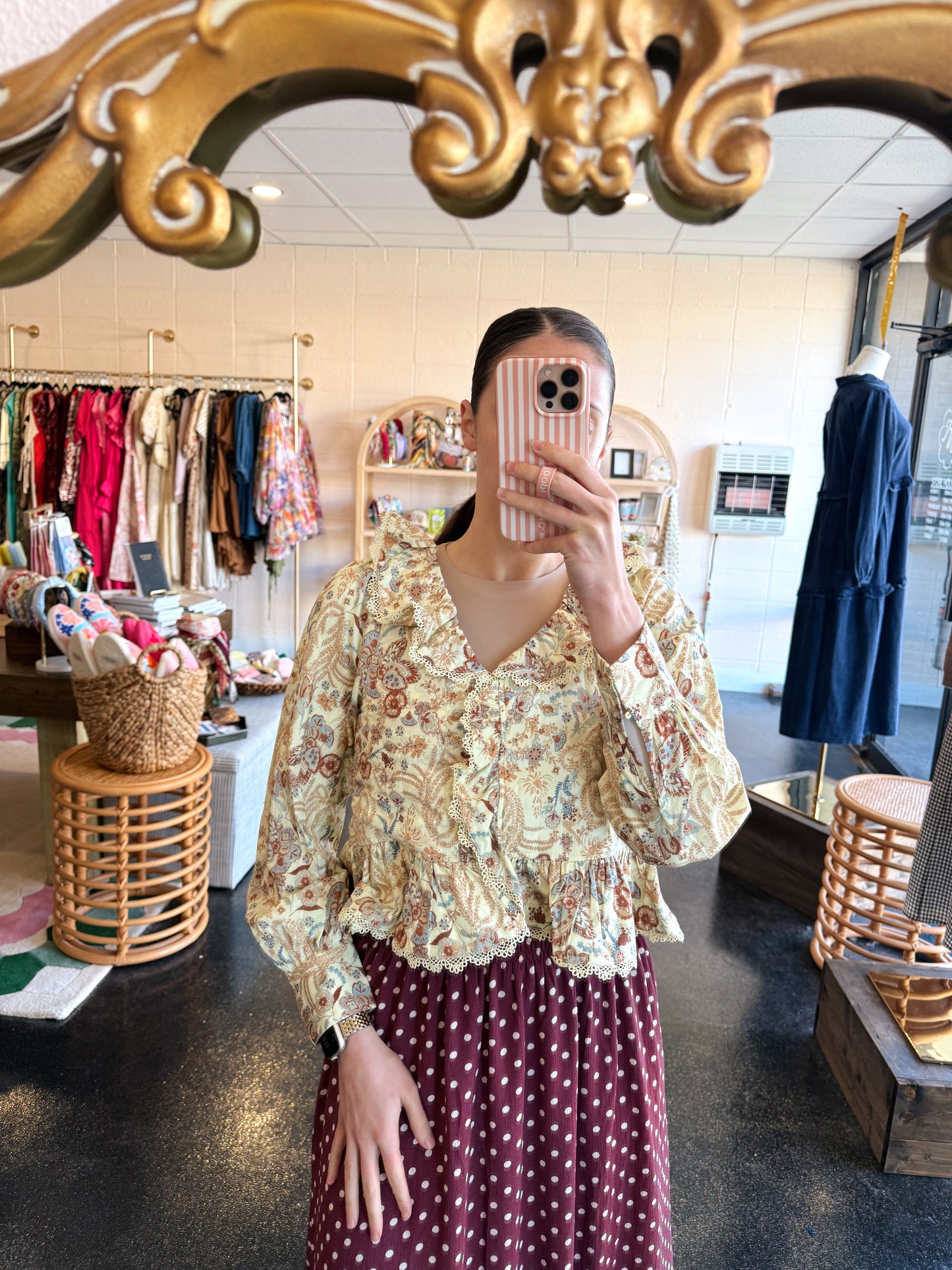Custard Floral Top