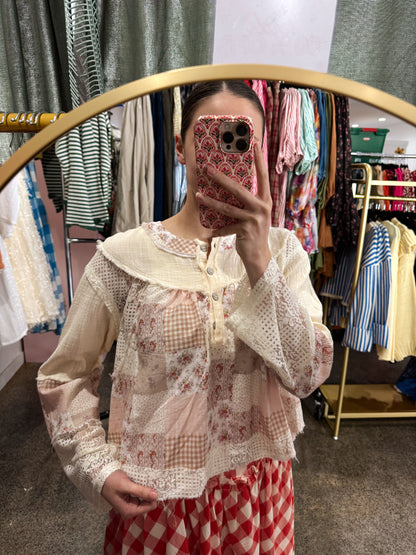Red Floral Patch Top