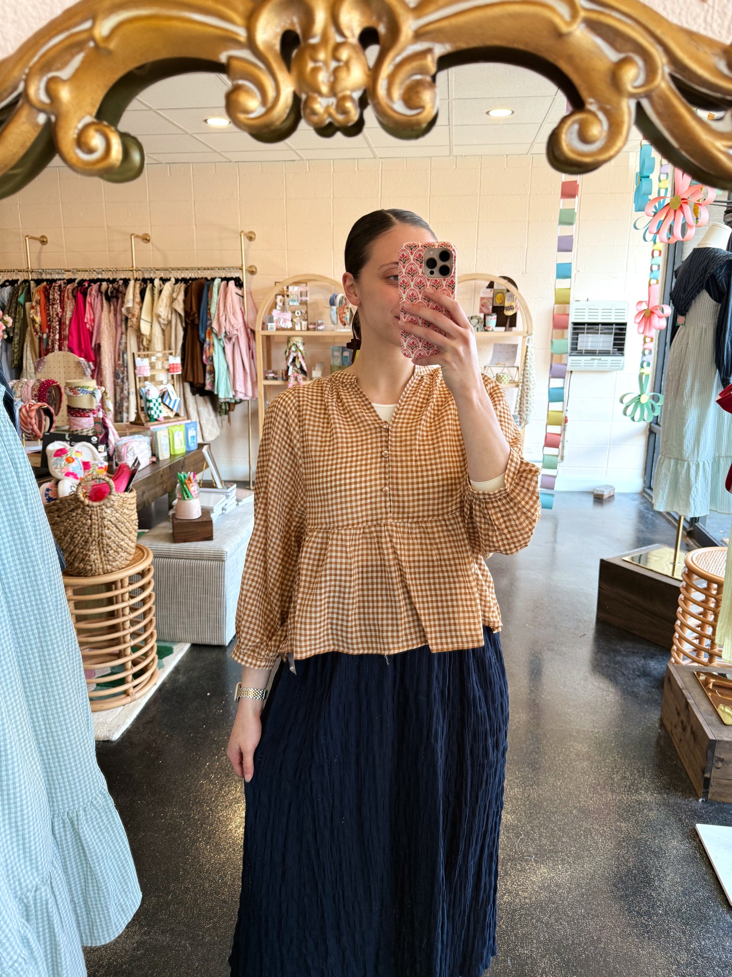 Chai Gingham Top