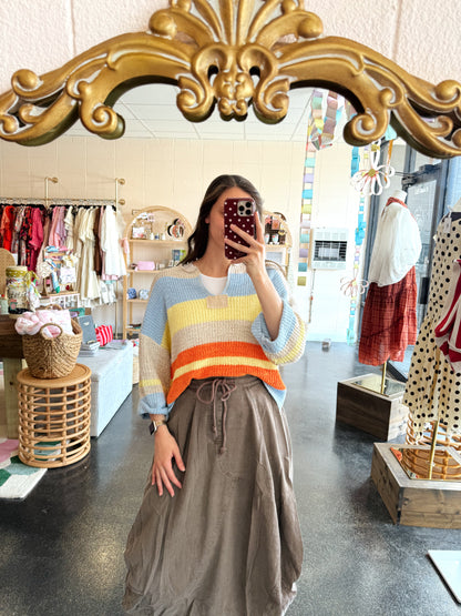 Washed Denim Balloon Skirt