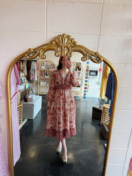 Red Berry Print Dress
