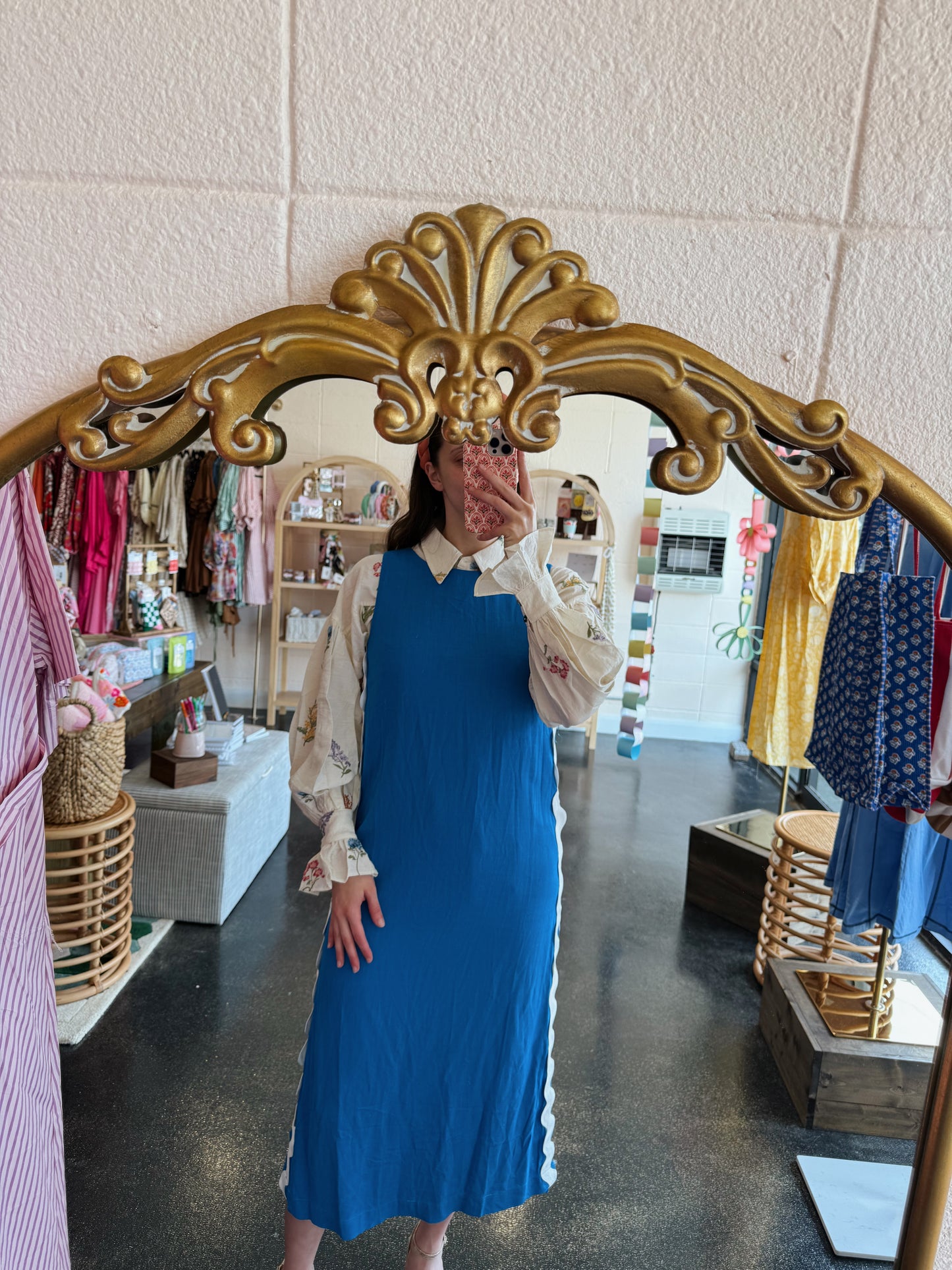 French Blue Scallop Trim Dress