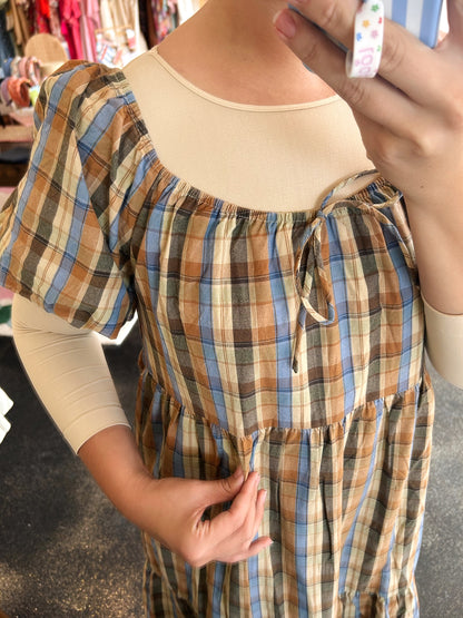 Mocha Plaid Dress