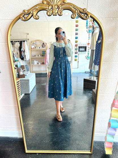 Floral Embroidered Denim Dress