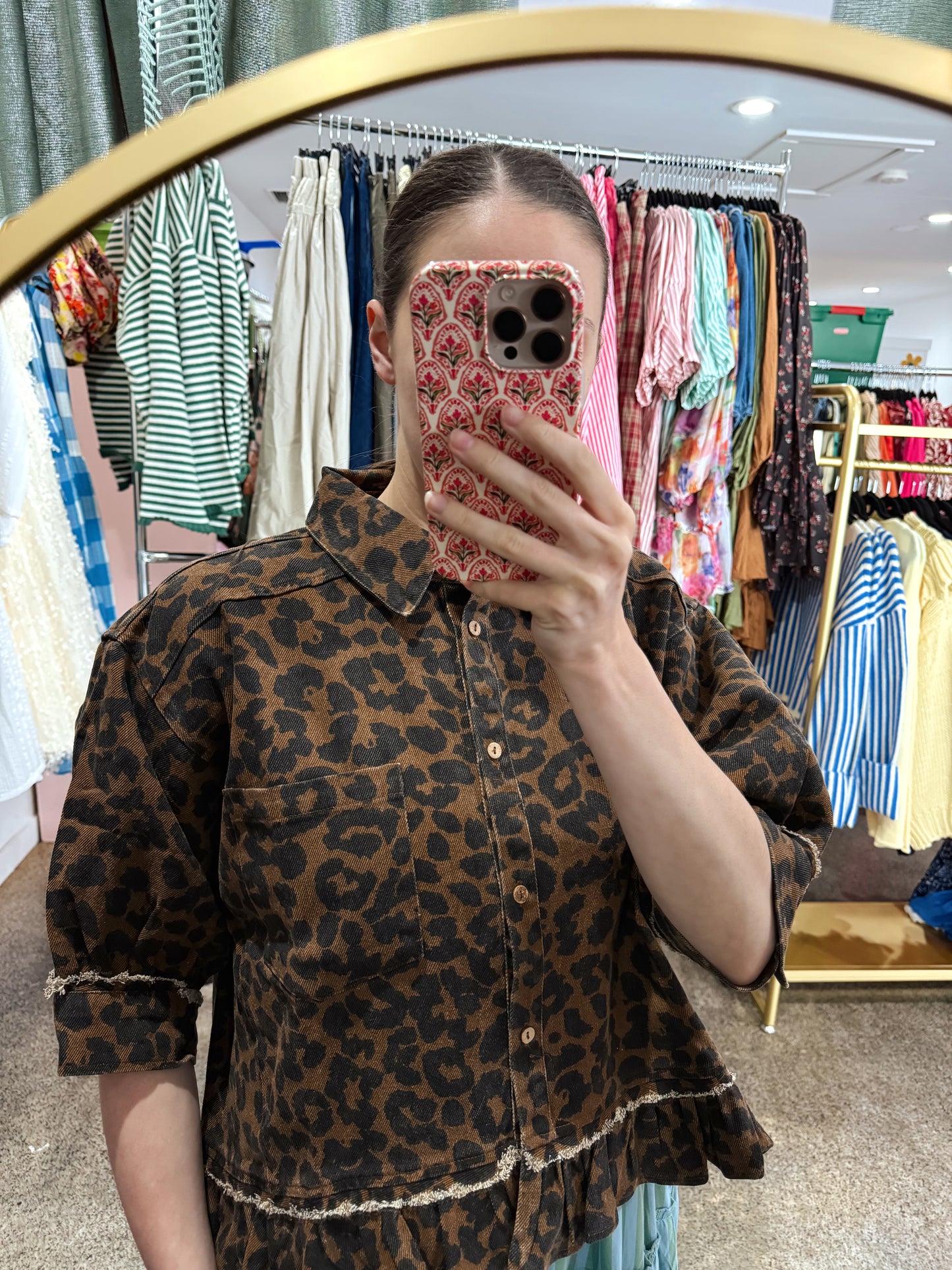 Leopard Rufle Hem Top
