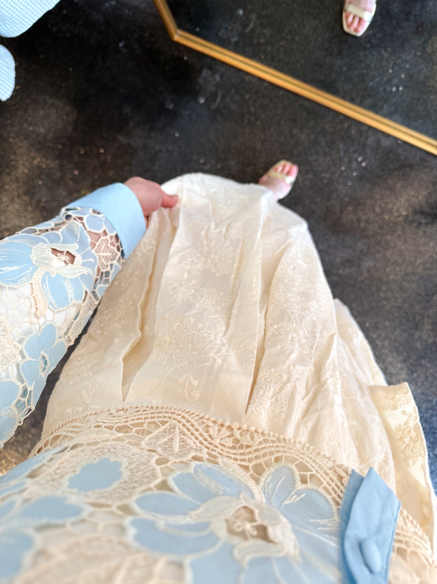 Cream Embroidered Dress