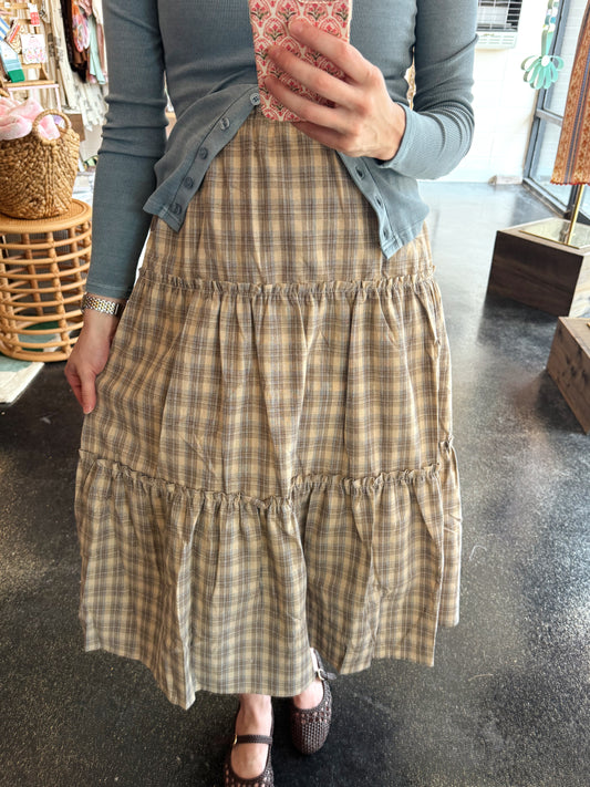 Sand/Mocha Plaid Skirt