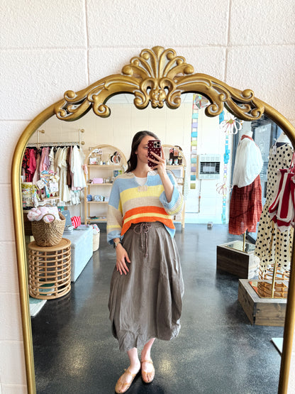 Washed Denim Balloon Skirt