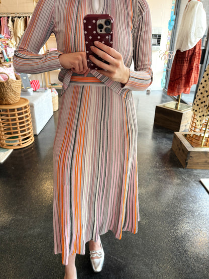 Multicolor Striped Knit Set Skirt