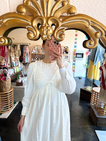 White Ruffle Detail Dress