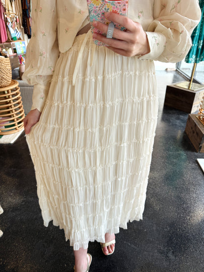 Ruffle Tiered Mesh Maxi Skirt
