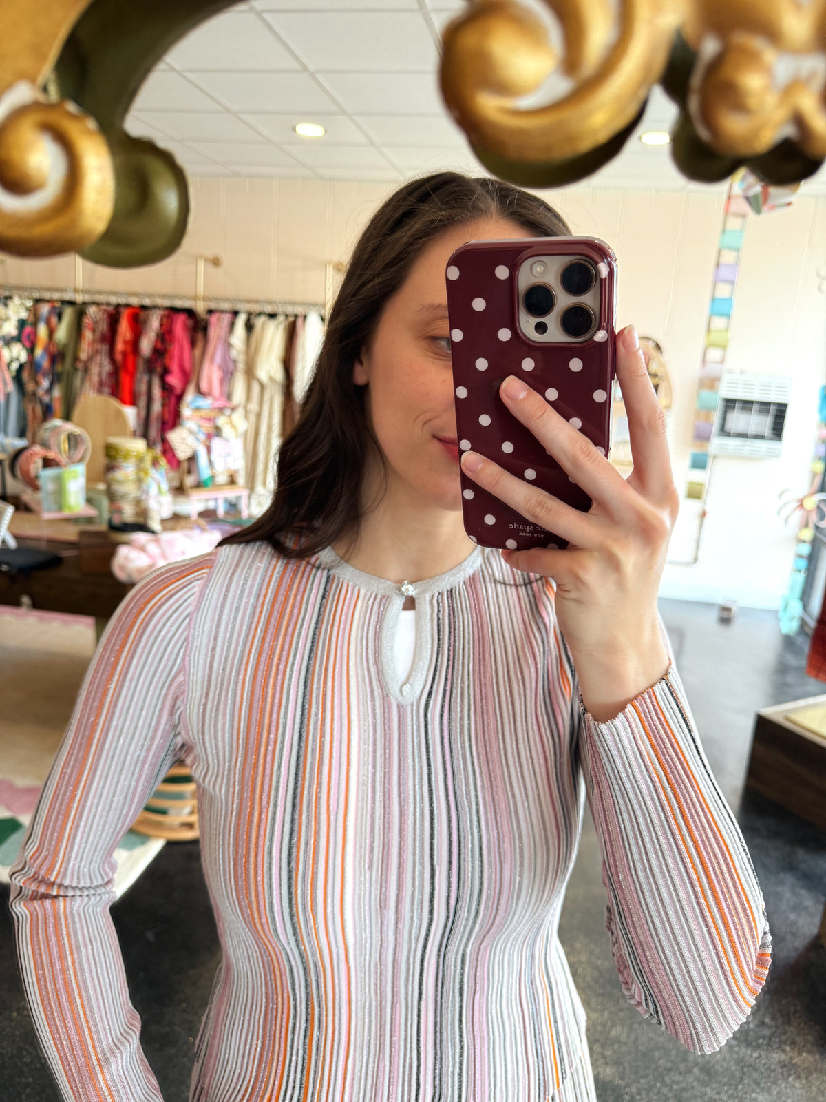 Multicolor Striped Knit Set Top