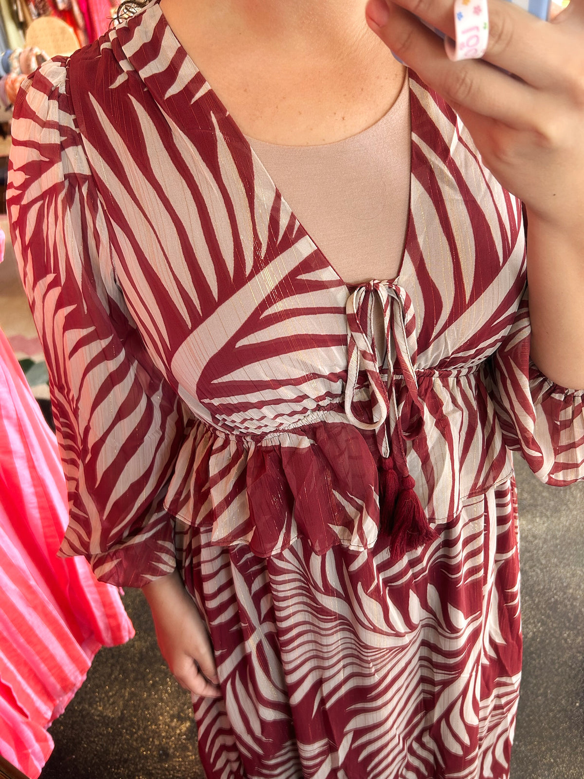 Burgundy Leaf Dress