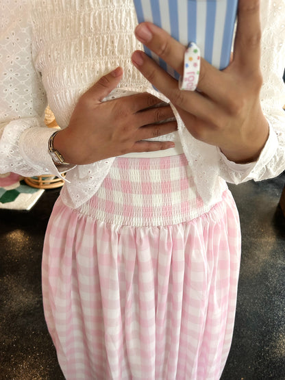 Pink Gingham Maxi Skirt