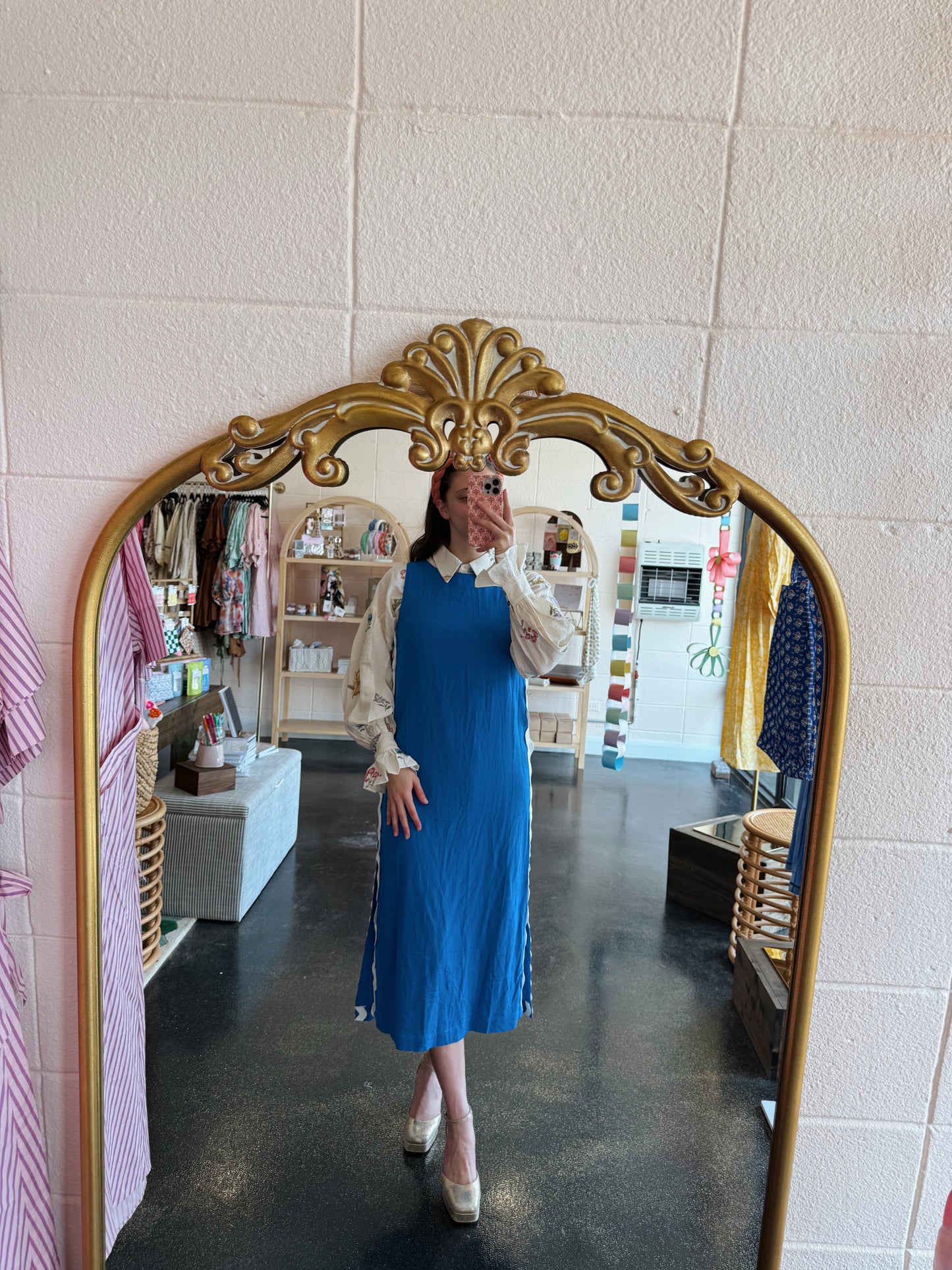 French Blue Scallop Trim Dress