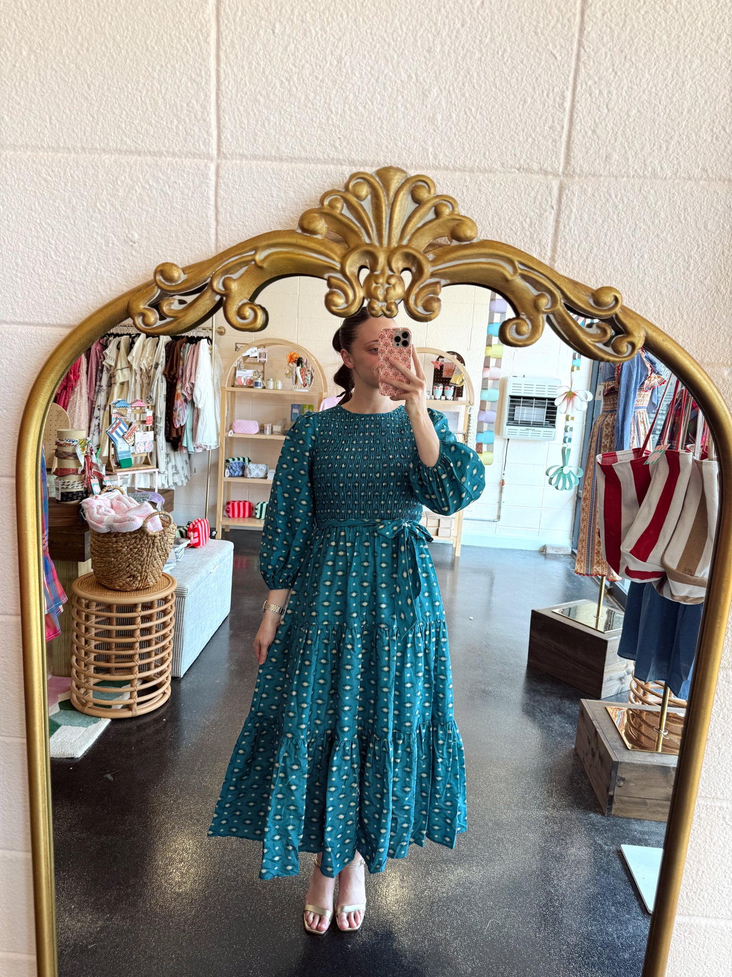 Teal Printed Dress