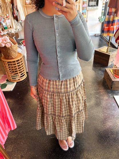 Slate Blue Button Front Top