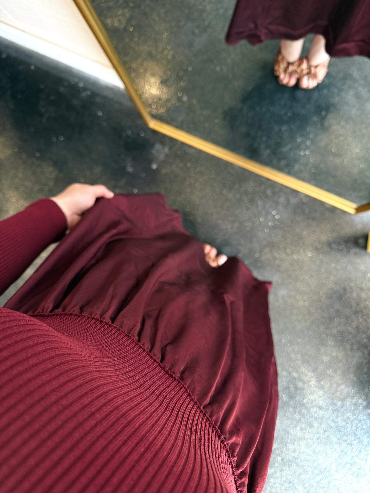 Burgundy Twofer Sweater Dress