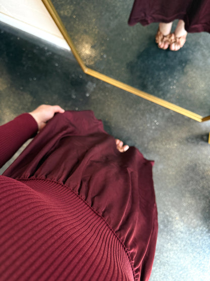 Burgundy Twofer Sweater Dress