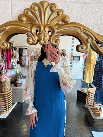 French Blue Scallop Trim Dress