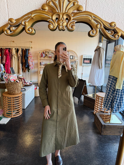 Olive Button Down Dress