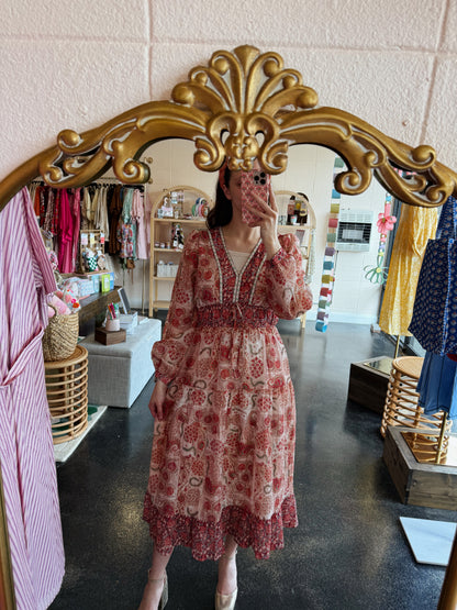 Red Berry Print Dress