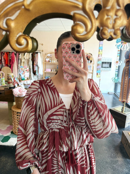 Burgundy Leaf Dress