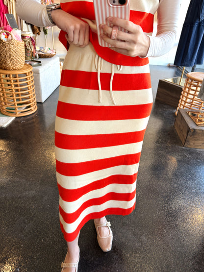 Orange Stripe Sweater Set