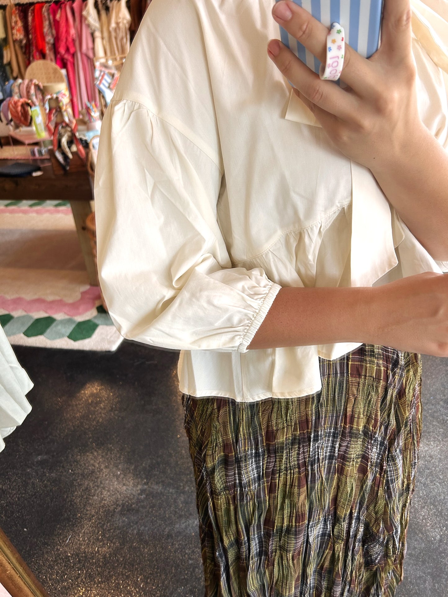 Bow Ruffle Hem Blouse