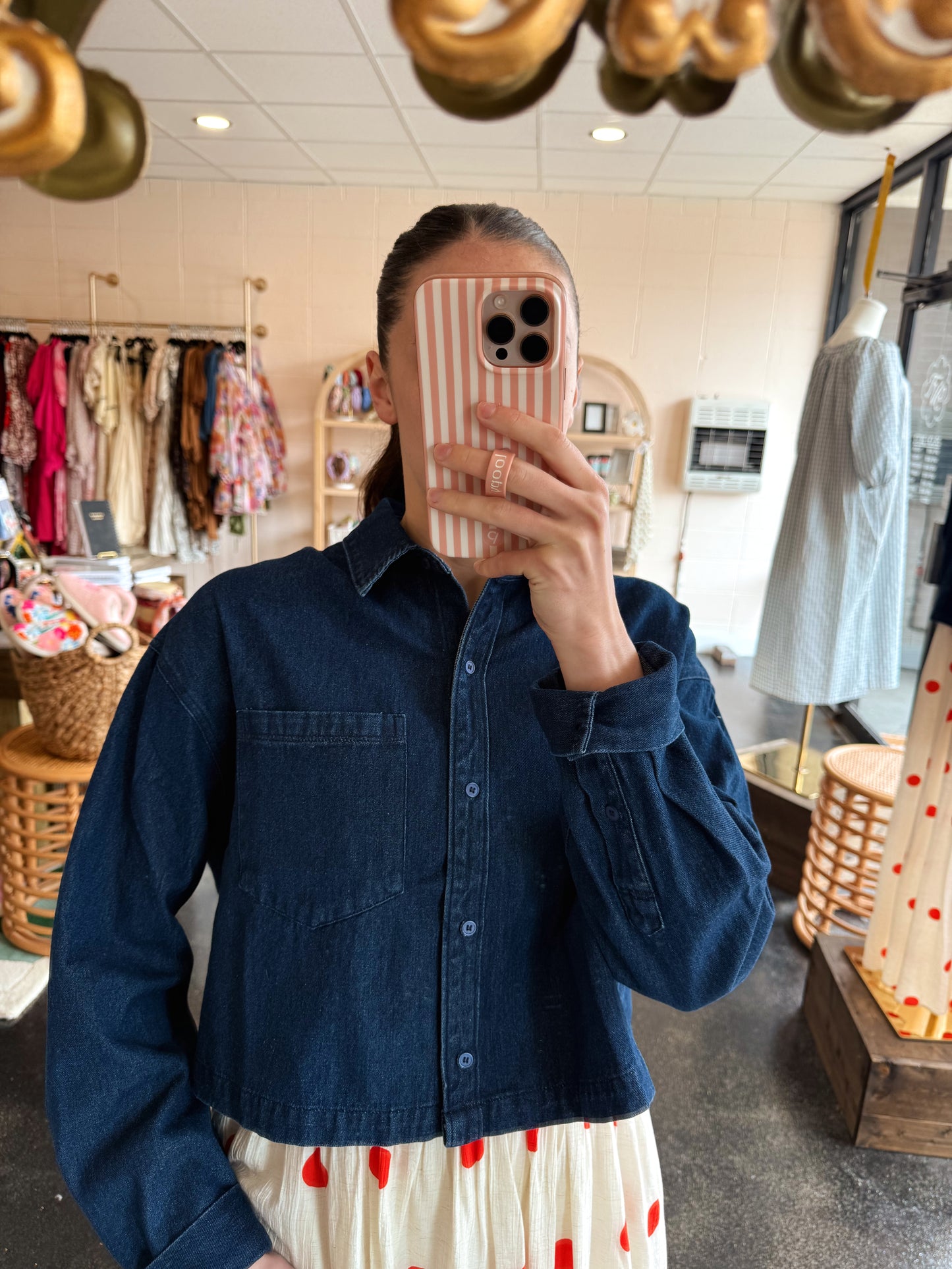 Denim Cropped Blouse