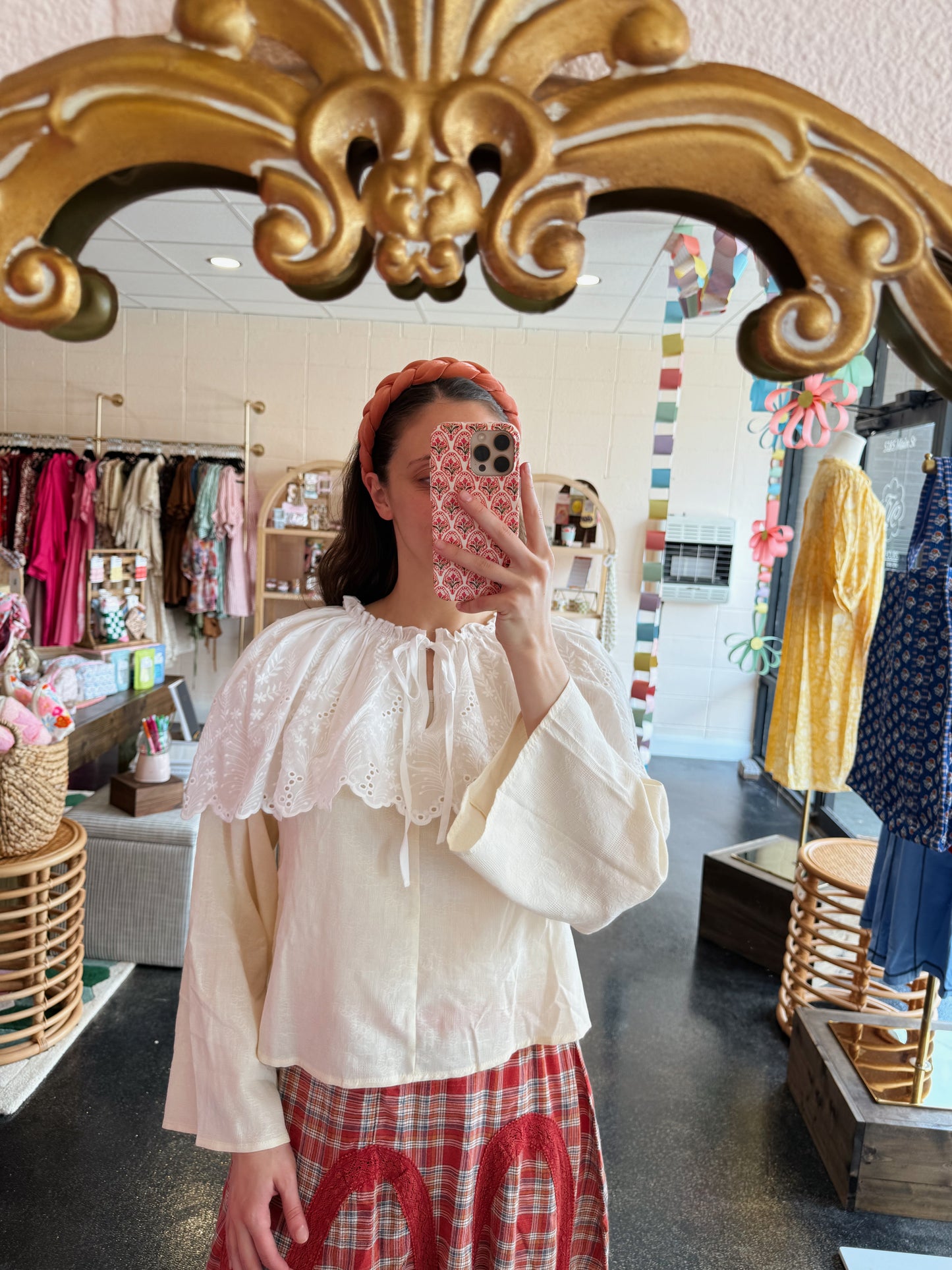 Cream Eyelet Cape Top