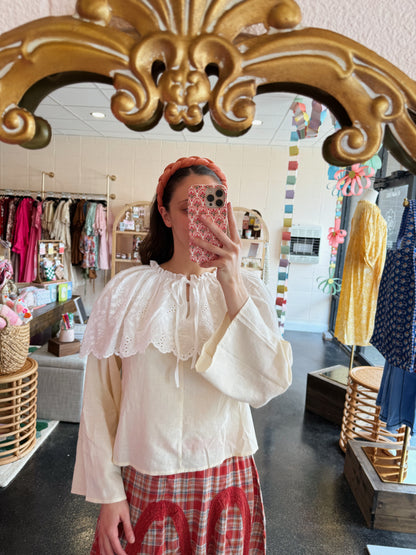 Cream Eyelet Cape Top