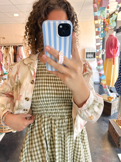 Olive Gingham Dress