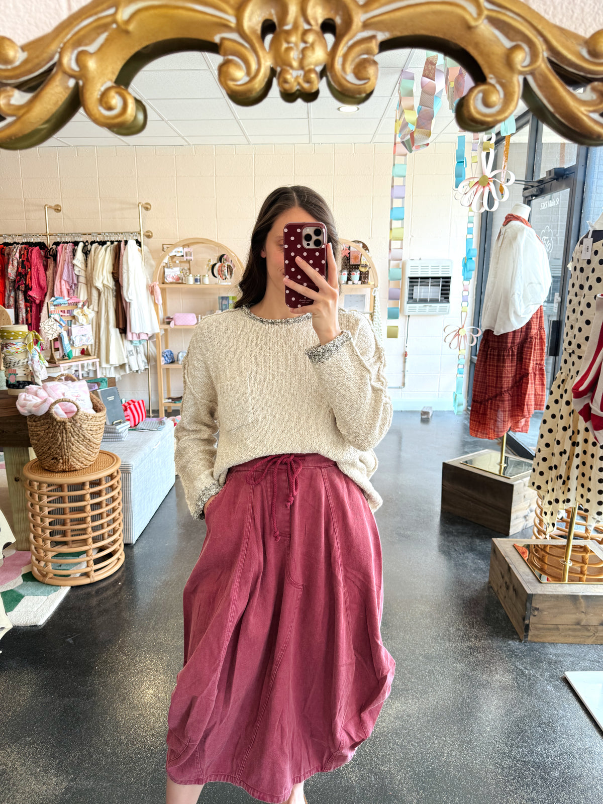 Washed Denim Balloon Skirt