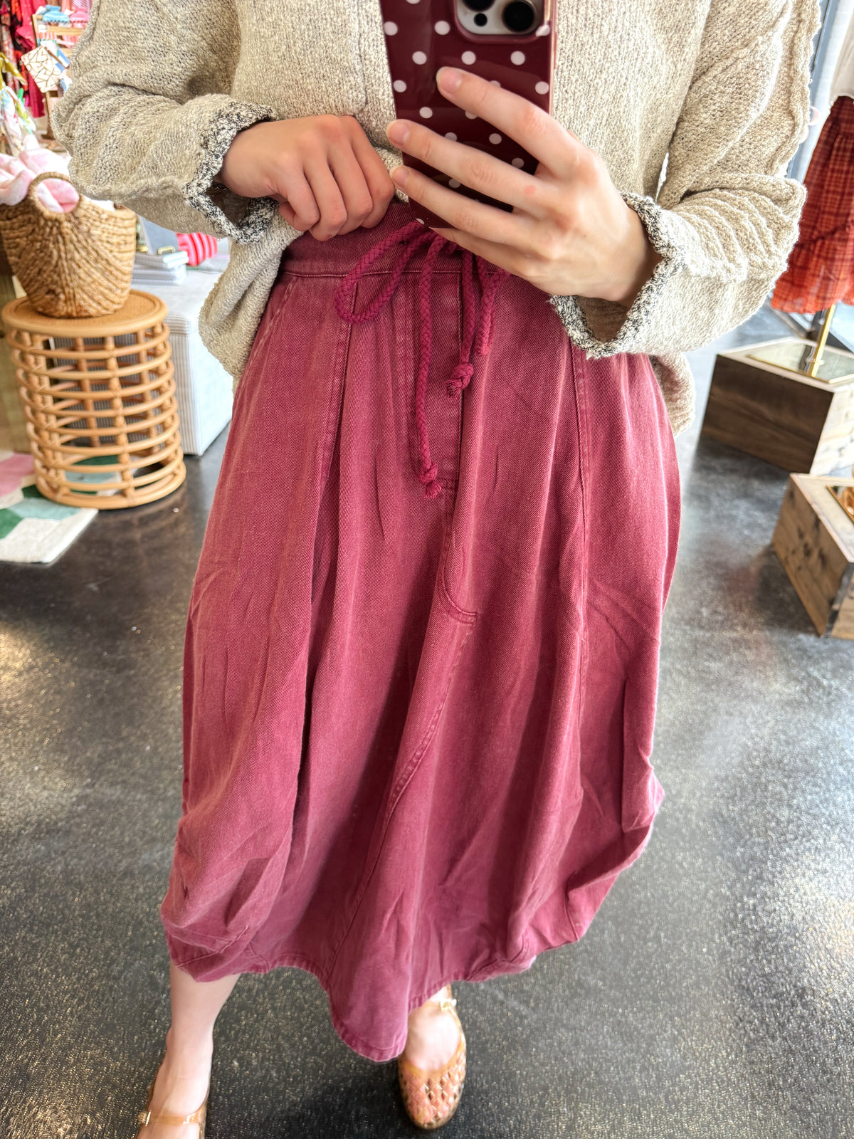 Washed Denim Balloon Skirt